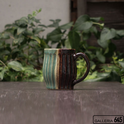 ビア樽マグ（しのぎグリーン）：又吉常敏：021011-2