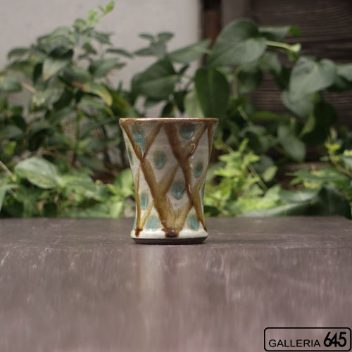 陶コップ（格子）：又吉常敏：021012-1