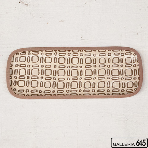 角皿（長・線彫りブロック）：一翠窯:053010