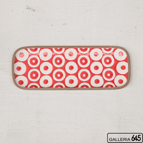 角皿（長・ヘゴ赤）：一翠窯:053009