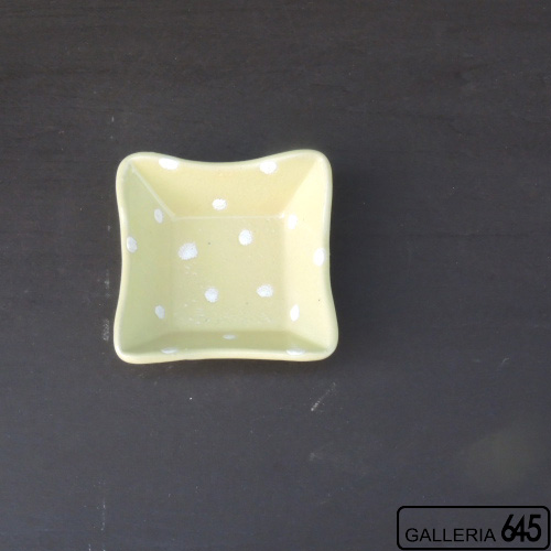 3寸ドット角鉢（黄）：安里貴美枝：081027