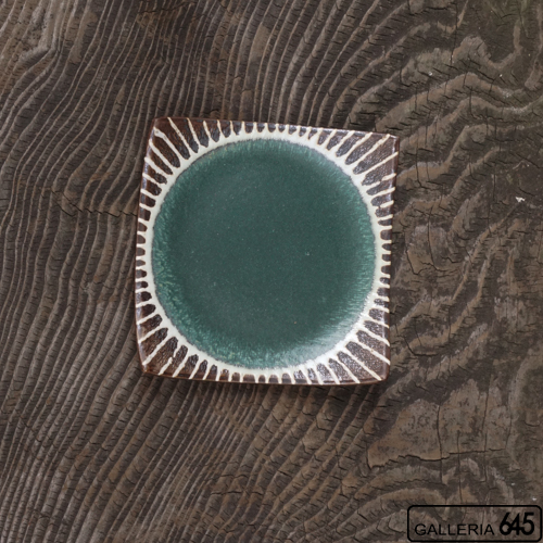 5寸正方皿（グリーン）：安里貴美枝：081059-3