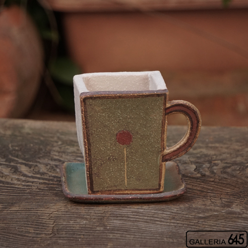 植木鉢（ソーサー付）：工房ことりの：084051-5