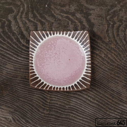 5寸正方皿（ピンク）：安里貴美枝：081059-2