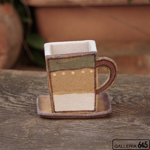 植木鉢（ソーサー付）：工房ことりの：084051-2