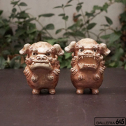 丸シーサー（茶・小）【送料無料】：大海陽一 ：059035-2