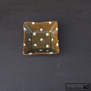 3寸ドット角鉢（茶）：安里貴美枝：081028