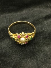 ヴィクトリアンマルチストーンリング　sold