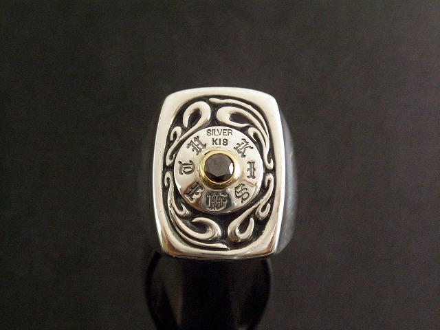 シルバー印台リング Lサイズ ブラックダイアモンド K-SMITH