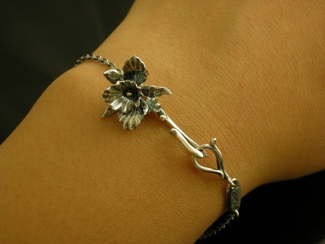 シルバー誕生花ブレスレット 12月カトレア/ブルージルコン 【K-SMITH】