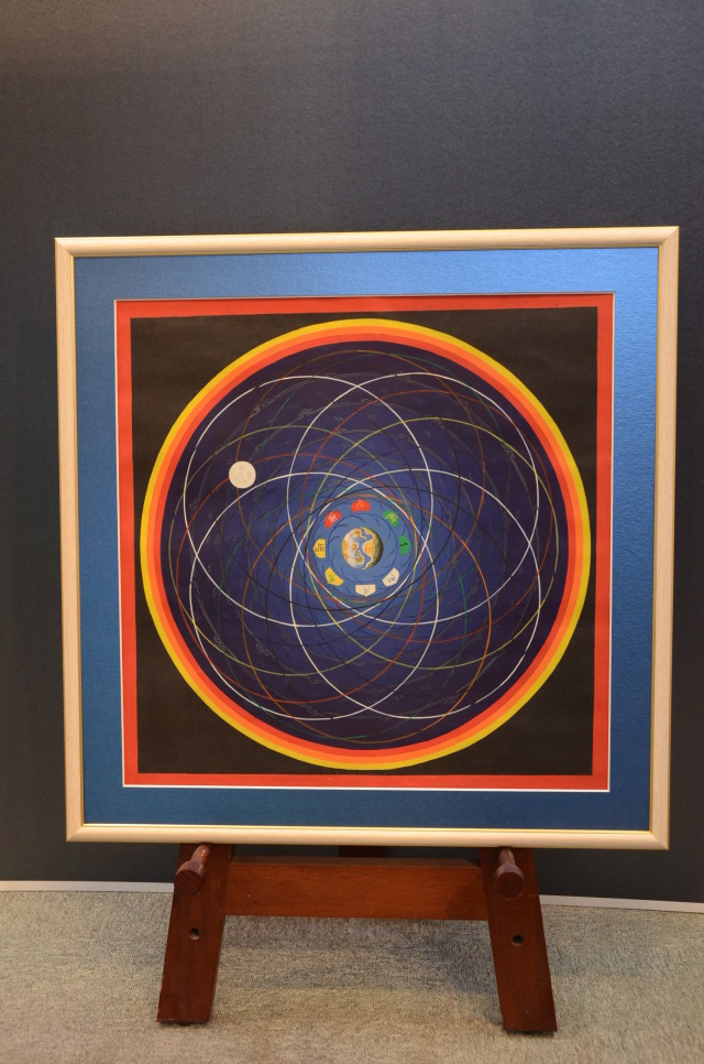 手書きのコスモヤントラ（宇宙マンダラ）☆額装済（額サイズ52×52cm)