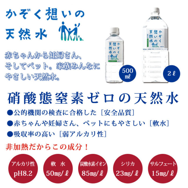 かぞく想いの天然水2L(6本入/箱×2箱)｜サバイバルファースト 有限会社