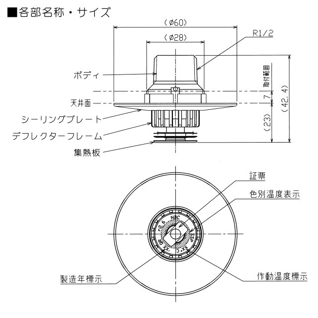 閉鎖型1種スプリンクラーヘッド R2.6 2023年製YKQR Ⅱ 50個 【公式通販】