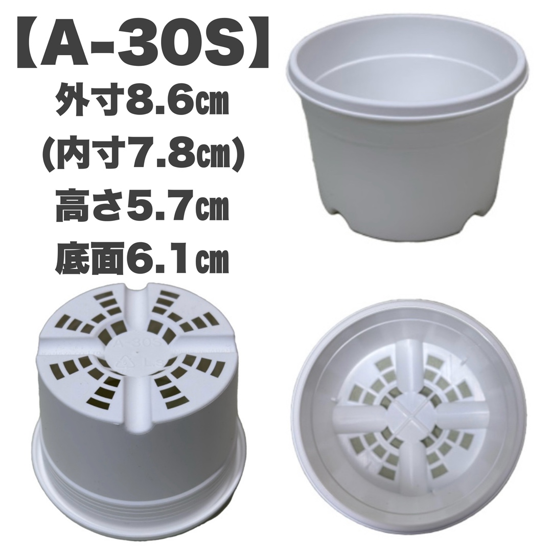 A-30S 浅型　白 （オリジナルホワイト）プラ鉢 30個セット 多肉植物 鉢 エケベリア