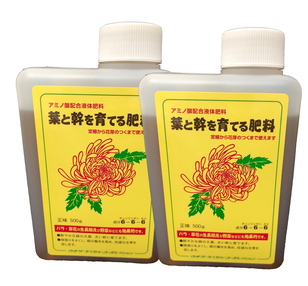 葉と幹を育てる肥料　1kg（500ｇｘ2本）セット　6-6-6　ウチダケミカル