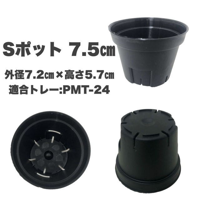 Sポット75　黒（ブラック）　7.5cm スリット鉢　プラ鉢　10個セット　多肉