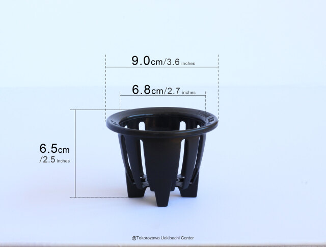 富貴蘭プラ鉢　3.0号   Plastic flowerpot for Vanda falcata  3.6 x 2.5 inches (9 x 6.5 cm)