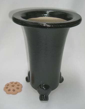 京楽焼植木鉢　6.0号　春蘭用　寒蘭用　サナ付き　澤作