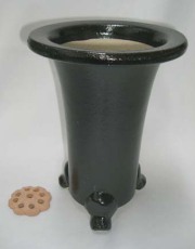 京楽焼植木鉢　6.0号　春蘭用　寒蘭用　サナ付き　澤作