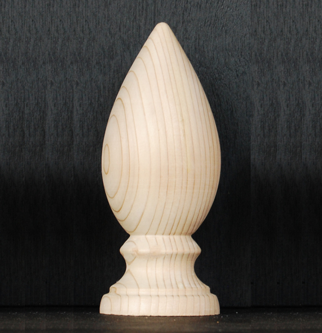 WRC材　フィニアル　オベリスク用　「フレイム」サイズ：高さ13.5cm　幅６cm