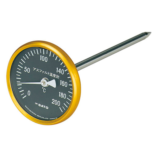 【佐藤計量器】アスファルト用温度計 80mmφ/黒 AT-80K （測定範囲：0～200℃）