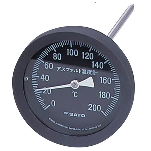 【佐藤計量器】アスファルト用温度計 100mmφ/黒 AT-100K （測定範囲：0～200℃）