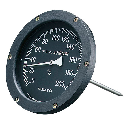 【佐藤計量器】アスファルト用温度計 150mmφ/黒 AT-150K （測定範囲：0～200℃）