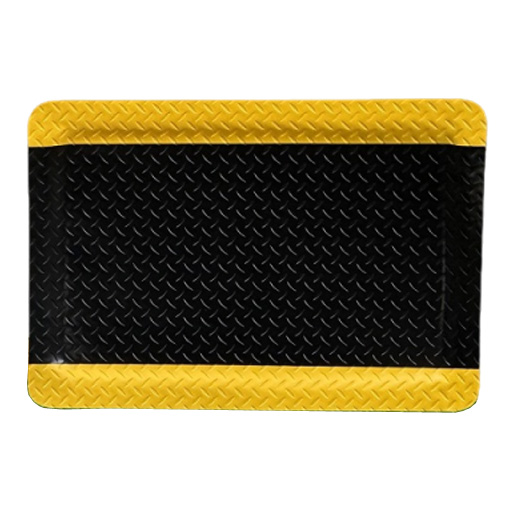 作業用足楽クッションシート 疲労軽減ラインマット 黒×黄　500×750×17.5  AR-1566  アラオ