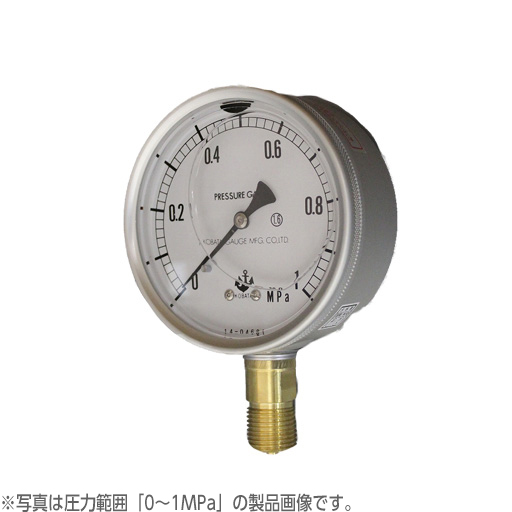 木幡計器製作所 グリセリン入圧力計 真空計 φ100 AU 1／2 100 -0.1 - 0MPa