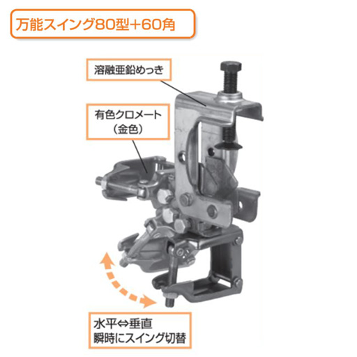 KS万能スイング 80型＋60角 1302410 10個入 国元商会