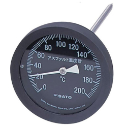 【佐藤計量器】アスファルト用温度計 100mmφ/黒 AT-100K （測定範囲：0～200℃）