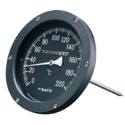 【佐藤計量器】アスファルト用温度計 150mmφ/黒 AT-150K （測定範囲：0～200℃）