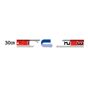 ミリ目付ロッド 50cm 両面10cm間隔赤白 表横数字／裏縦数字