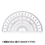 分度器 分度器 アクリル製 全円分度器 12cm 厚さ1.0mm No.16-511