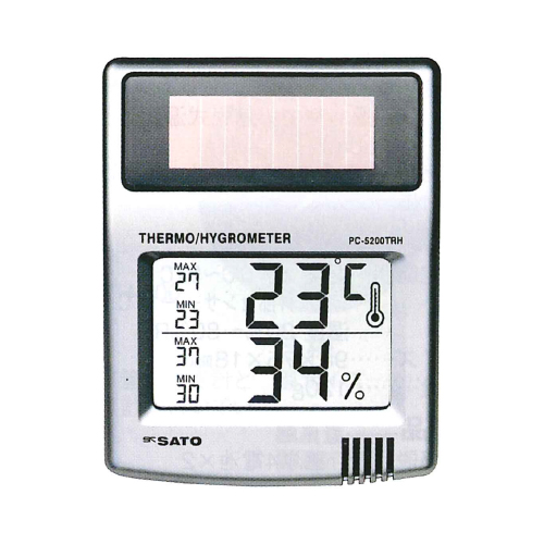 ソーラーデジタル 温湿度計 PC-5200TRH 温度 -10~50℃ 湿度 20~95% 佐藤計量器
