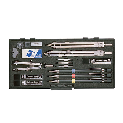 D式 製図器セット 独式 9本組 19品 No.01-429
