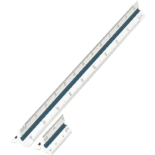 三角スケール 一般向 30cm プラスチック製 副尺つき No.16-352