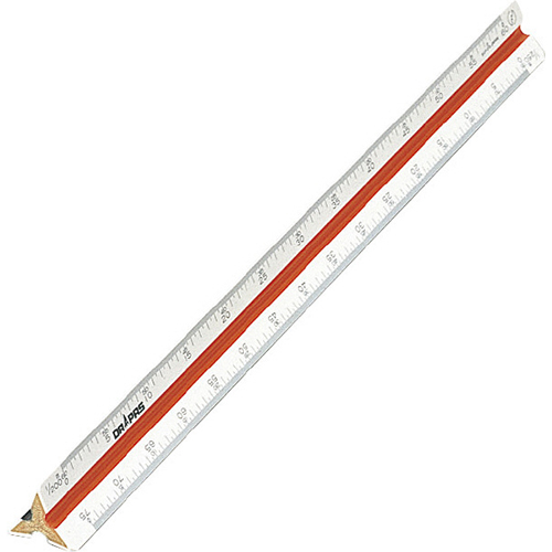 三角スケール 土地家屋調査士用 30cm 竹芯セル張 副尺なし No.16-326