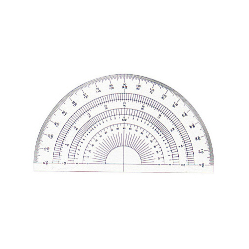 分度器 アクリル製 半円分度器 12cm 厚さ0.5mm No.16-502