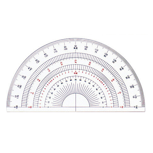 分度器 アクリル製 半円分度器 18cm 厚さ1.0mm No.16-505