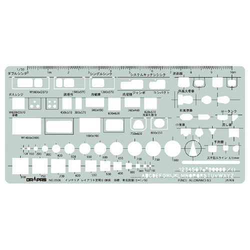 テンプレート インテリアレイアウト定規 1:50B No.31-E506