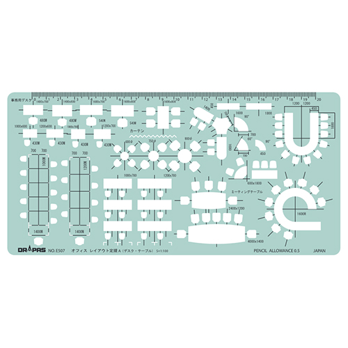 テンプレート オフィスレイアウト定規A 1:100 No.31-E507