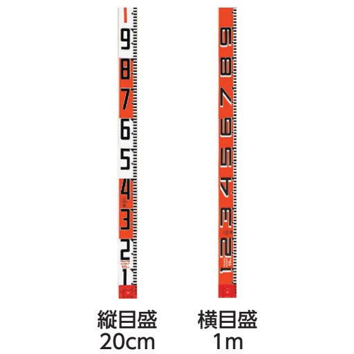 シムロンロッド60（縦目盛・赤白20cm／横目盛・赤白1m） 60mm幅  10m  SYR-10K  TJMデザイン