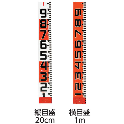 シムロンロッド120（縦目盛・赤白20cm／横目盛・赤白1m） 120mm幅  50m  SYR-50WK  TJMデザイン