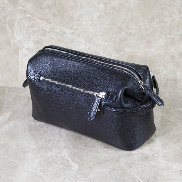 復刻モデル口金式シボ牛革　リミテッド・クロコセカンドバッグ（特典付き）[0615KW13]