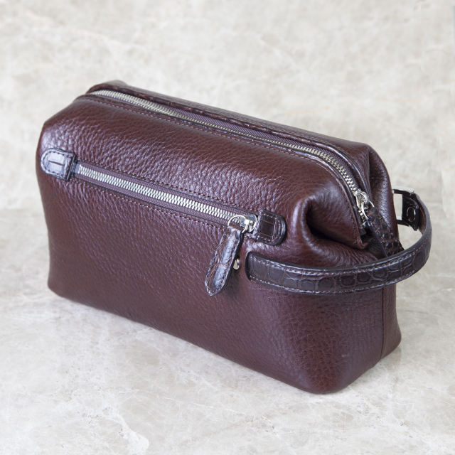 復刻モデル口金式シボ牛革　リミテッド・クロコセカンドバッグ（特典付き）[0615KW13]