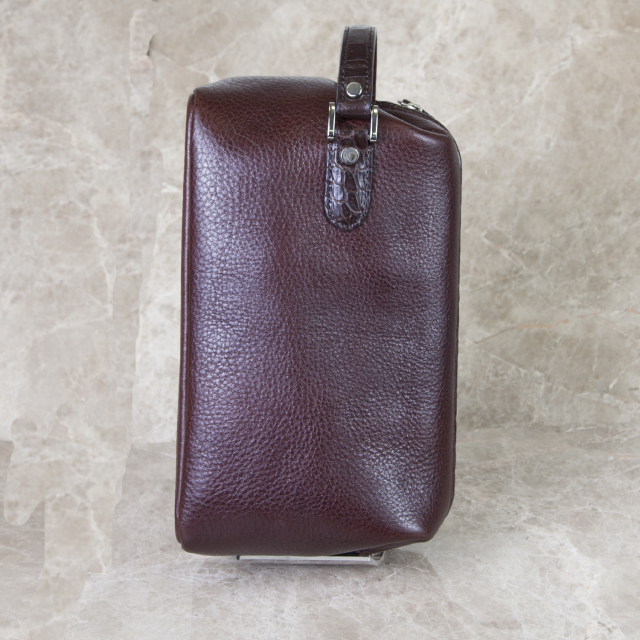 復刻モデル口金式シボ牛革　リミテッド・クロコセカンドバッグ（特典付き）[0615KW13]