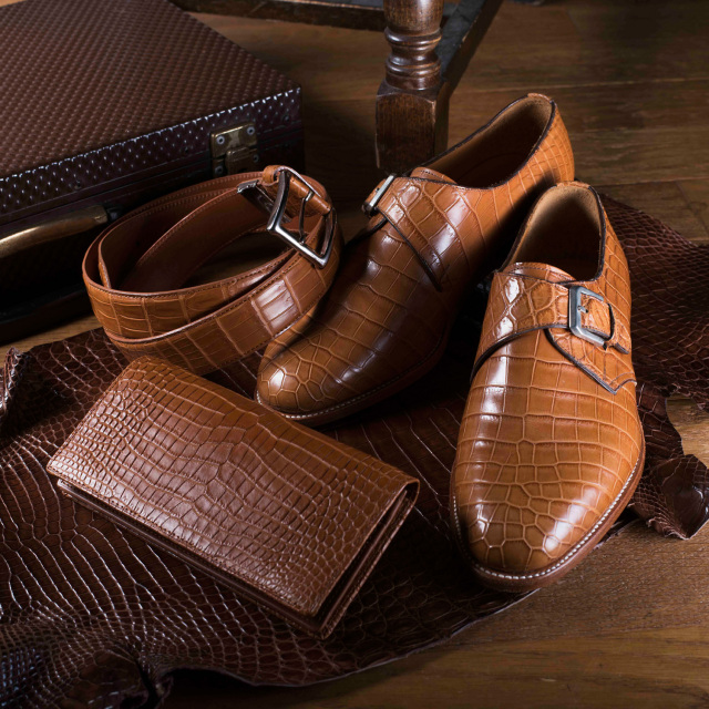 クロコダイルモンクストラップシューズ[FY1103]トラディショナルラスト