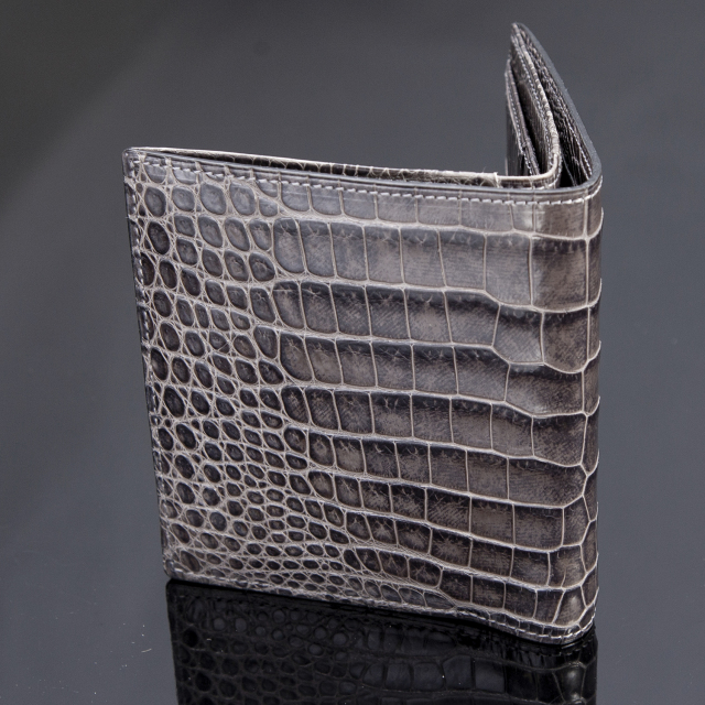 無双二つ折り財布(切り目)縦カード [HI1302M] クロコダイルレザー