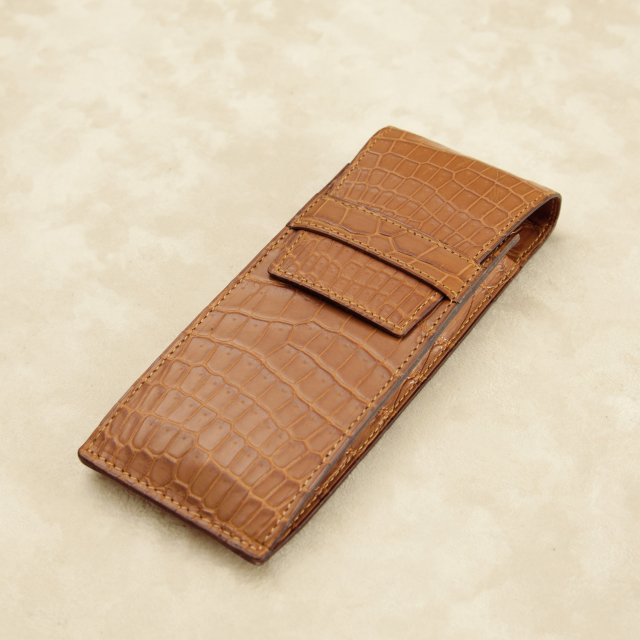 クロコダイルレザー万年筆ケース[HI1309]